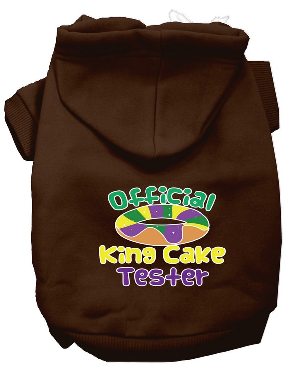 King Cake Taster Screen Print Mardi Gras Dog Hoodie Brown XXXL